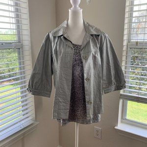 Chico's Womens Jacket and Tank Top Set Size 1 Medium Gray Silver Metallic Travel